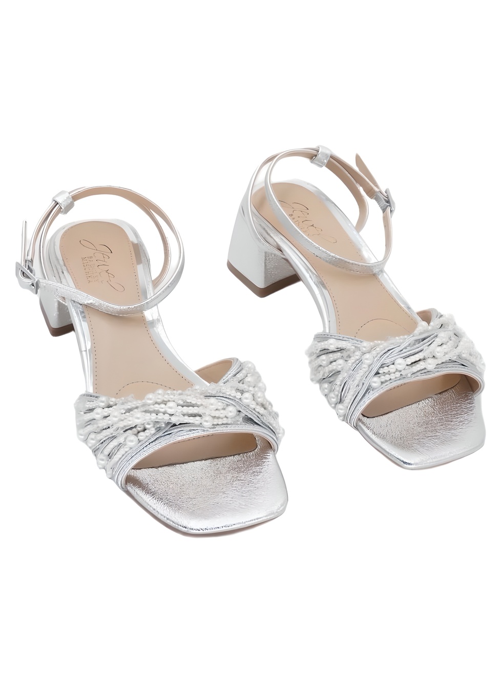 Jewel Badgley Mischka Fallon Silver Metallic Pearl Embellished Size 6M